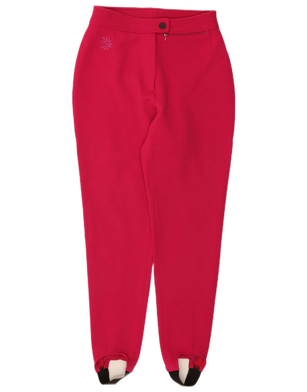 Vintage mujer cintura alta estribo cortavientos pantalones W26 L30 rosa