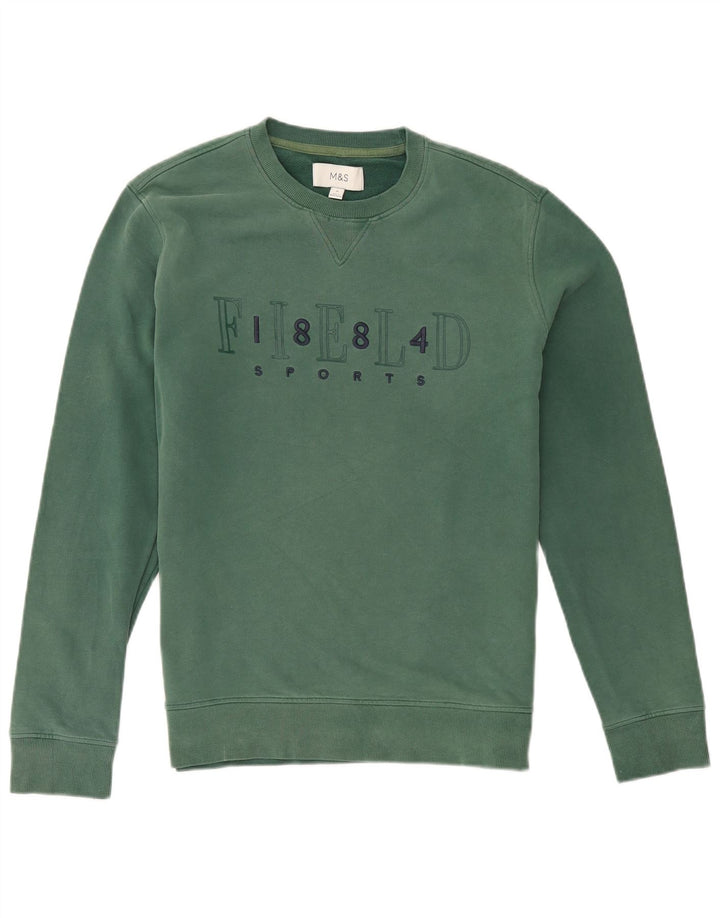 Marks & Spencer Hombre Sudadera Gráfica Jersey De Algodón Verde Medio