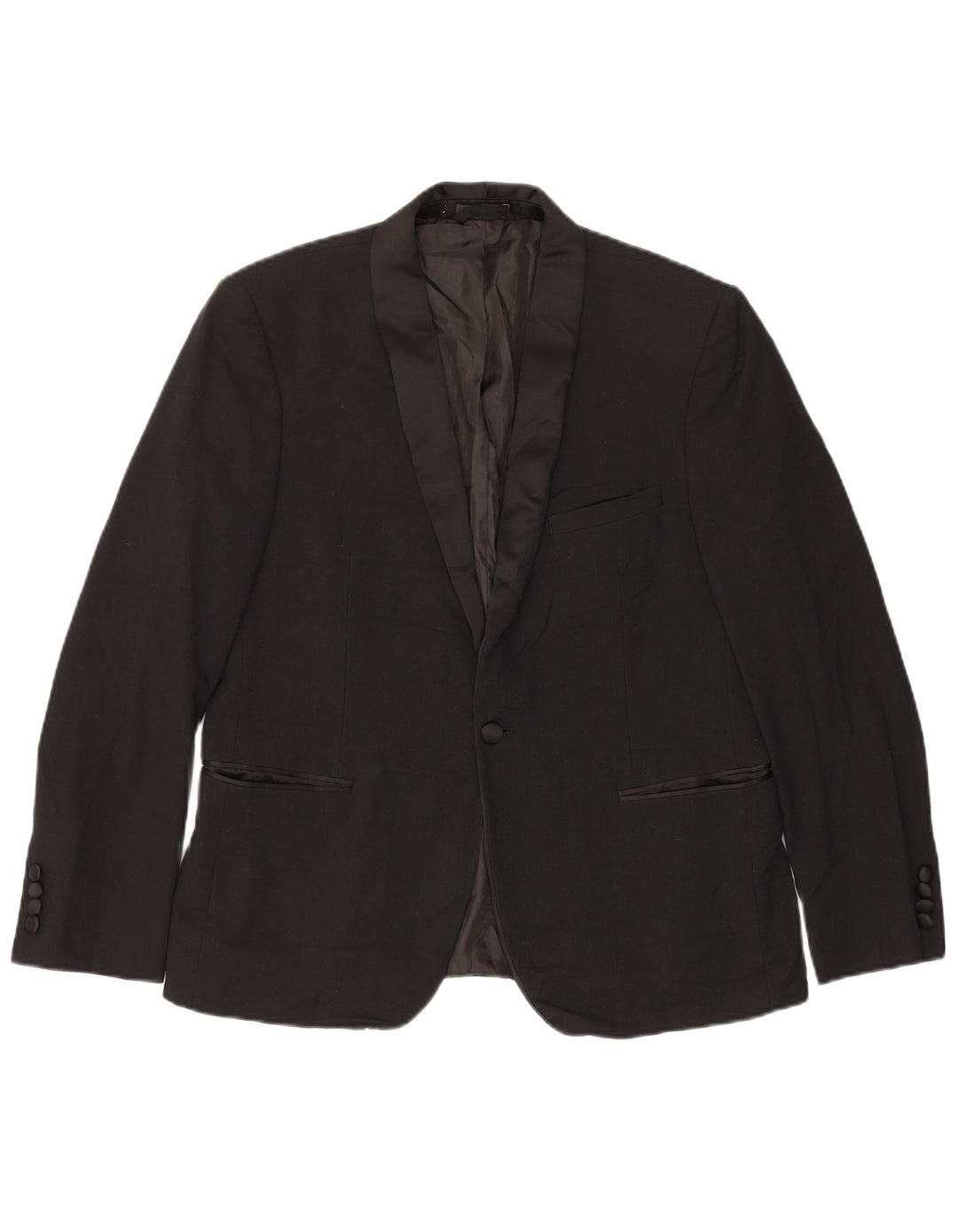 Marks & Spencer Chaqueta tipo blazer con 1 botón para hombre UK 42 Grande Poliéster negro