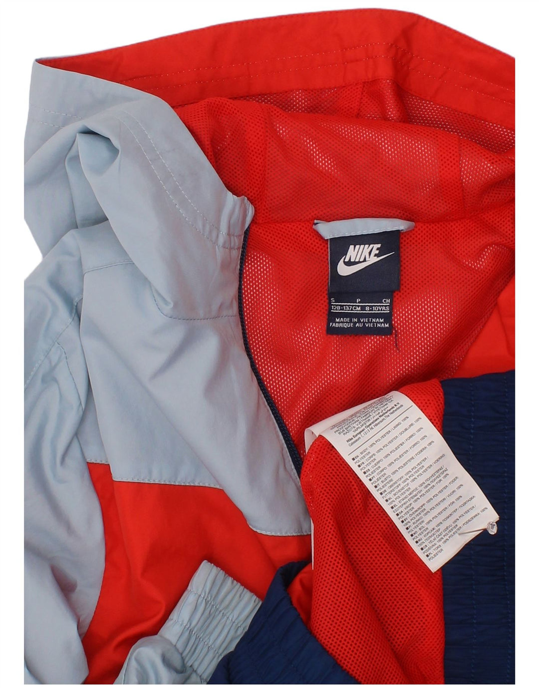 Nike Chaqueta impermeable con capucha para niños de 8 a 9 años, talla pequeña, color azul marino