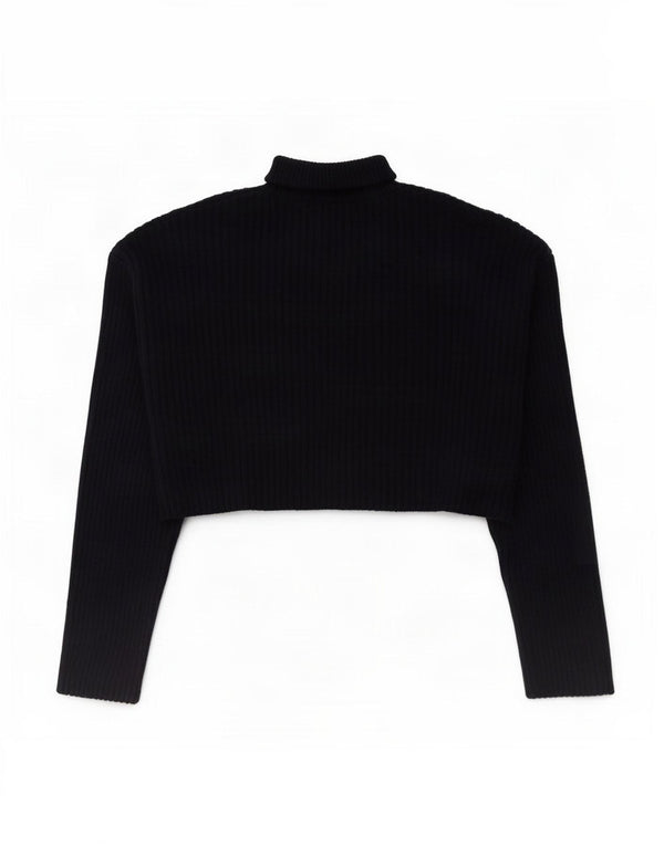 Zara Mujer Crop Oversize Roll Neck Jumper Sweater UK 10 Small Azul Marino