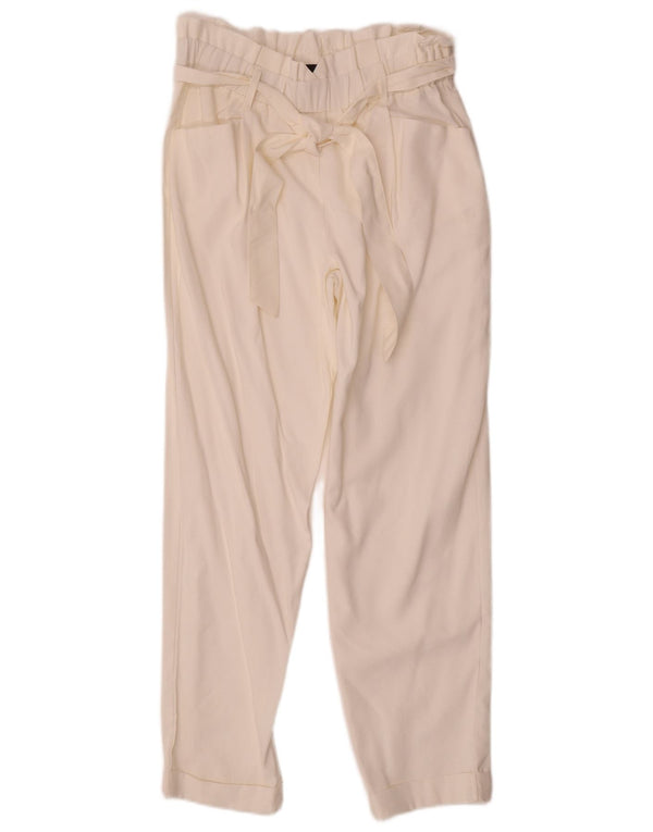 Zara Mujer Trafaluc Pantalones Casuales De Cintura Alta Mediano W28 L27 Blanco Roto