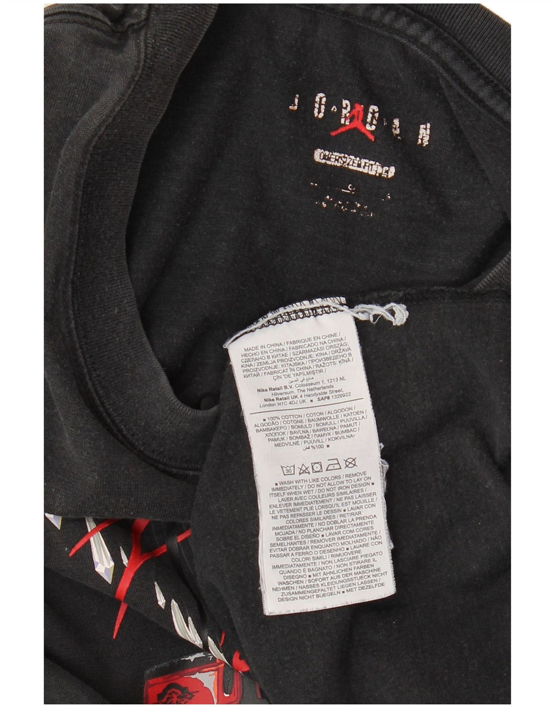 JORDAN Camiseta gráfica extragrande para hombre Top XL Algodón negro