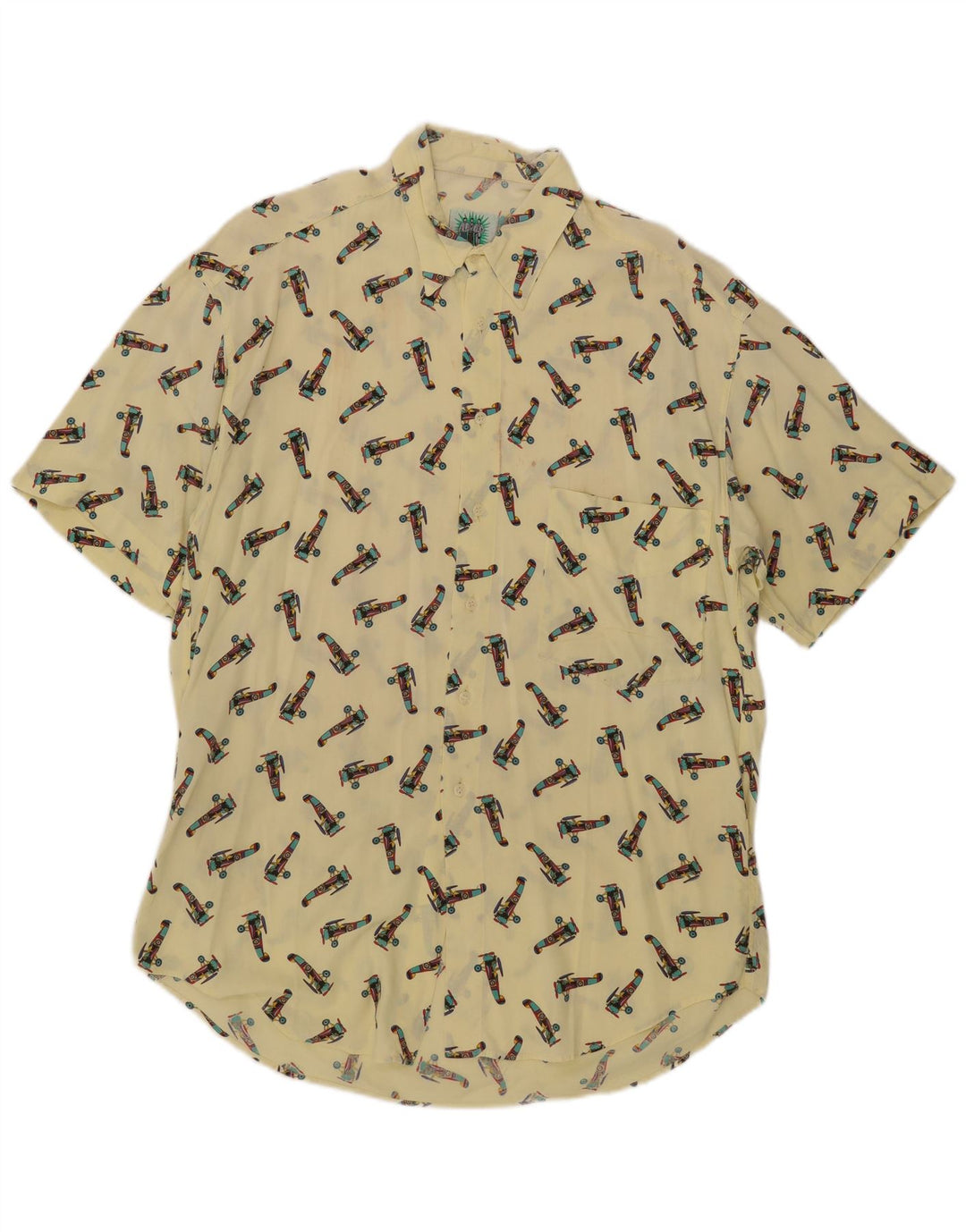 Camisa de manga corta gráfica vintage para hombre XL Amarillo