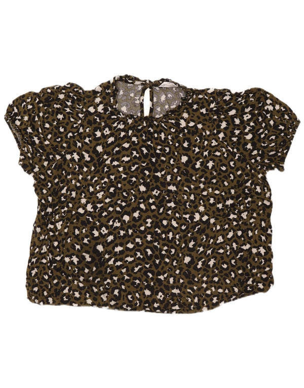 Marks & Spencer Blusa para Mujer Top UK 22 3XL Caqui Estampado Animal Viscosa