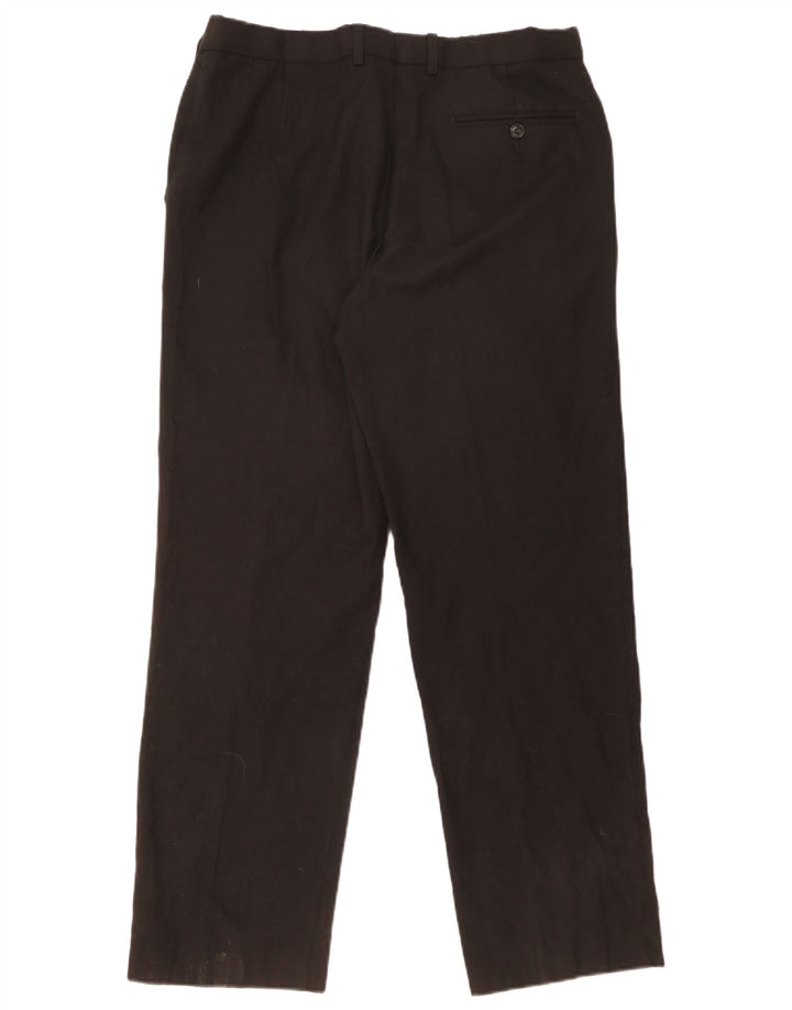 MARKS & SPENCER Pantalón de traje de corte regular para hombre W34 L31 Lana negra
