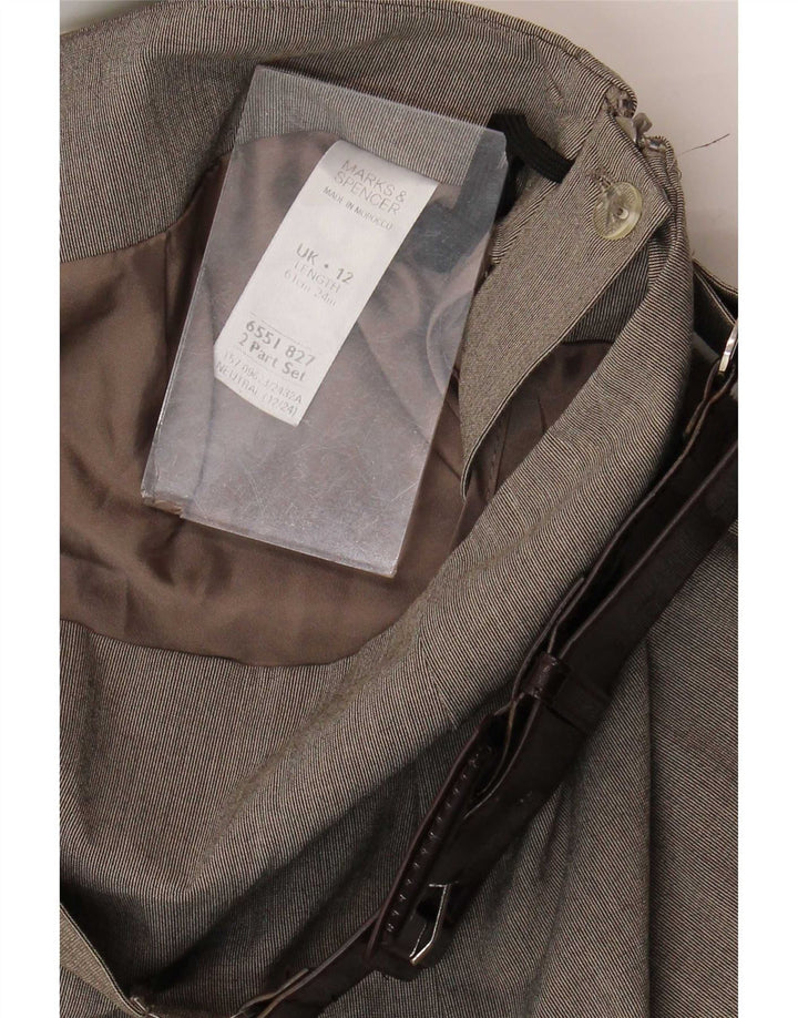 Marks & Spencer Falda acampanada para mujer UK 12 Medium W30 Beige Poliéster