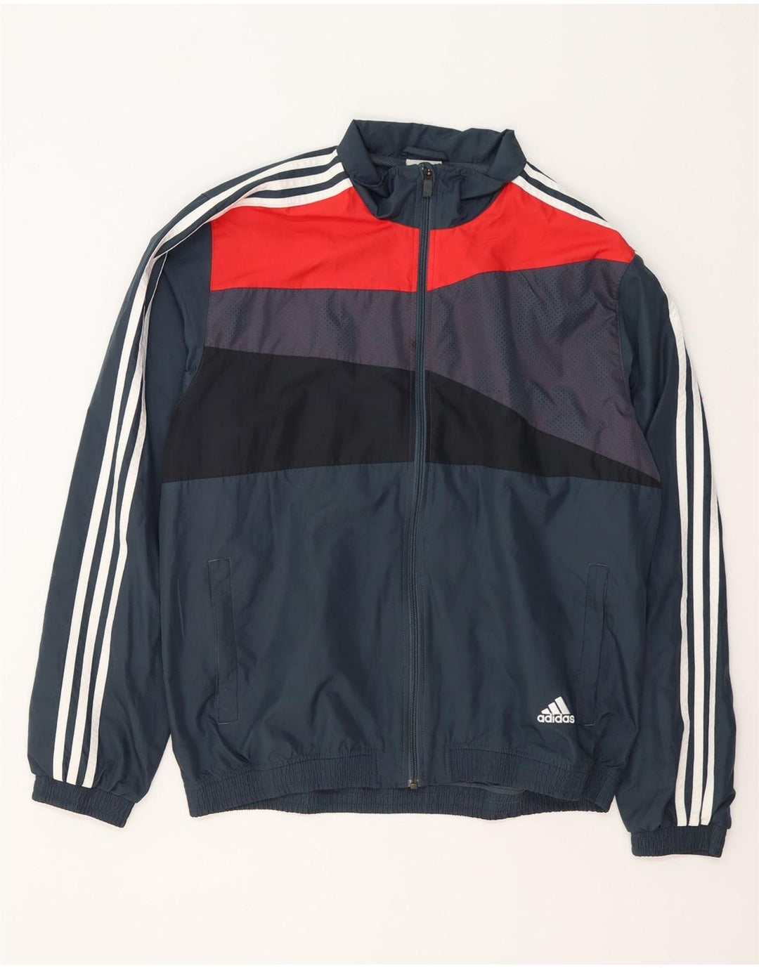 ADIDAS Chaqueta de chándal para hombre Reino Unido 44/46 Grande Azul marino Colorblock