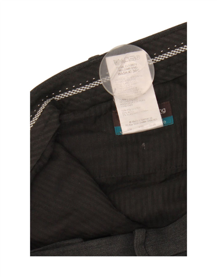 Marks & Spencer Pantalón de traje recto para hombre W36 L31 Poliéster negro