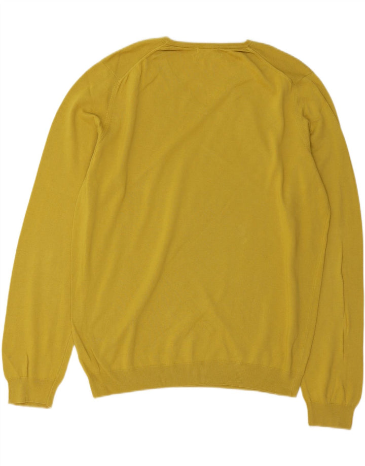 Massimo Dutti Jersey Con Cuello En V Hombre Large Amarillo Algodón