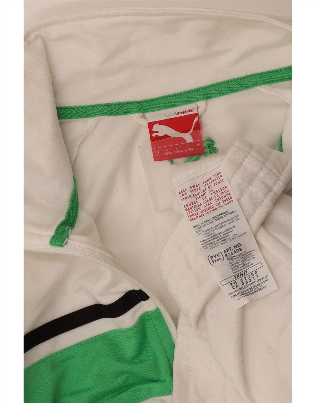 Puma Hombre Chándal Top Chaqueta Grande Blanco Colorblock Poliéster Deportes