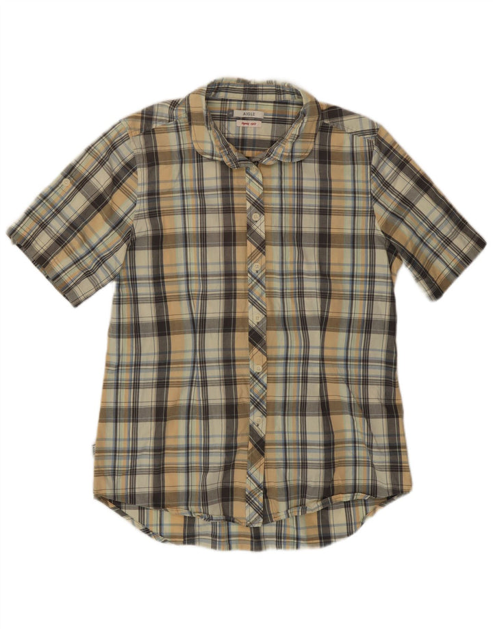 Camisa Aigle de manga corta para mujer EU 40 Medium Algodón a cuadros multicolor