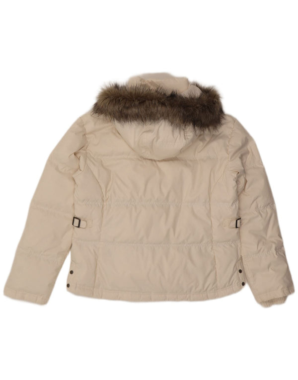 COLUMBIA Chaqueta acolchada con capucha para mujer ES 40 XL Poliéster blanco