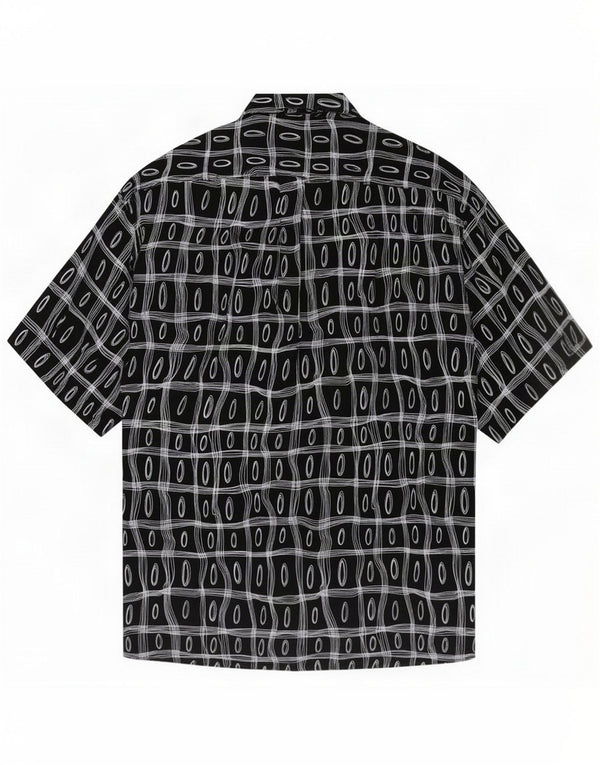 Camisa de manga corta para hombre Tipo' S Viscosa geométrica negra mediana