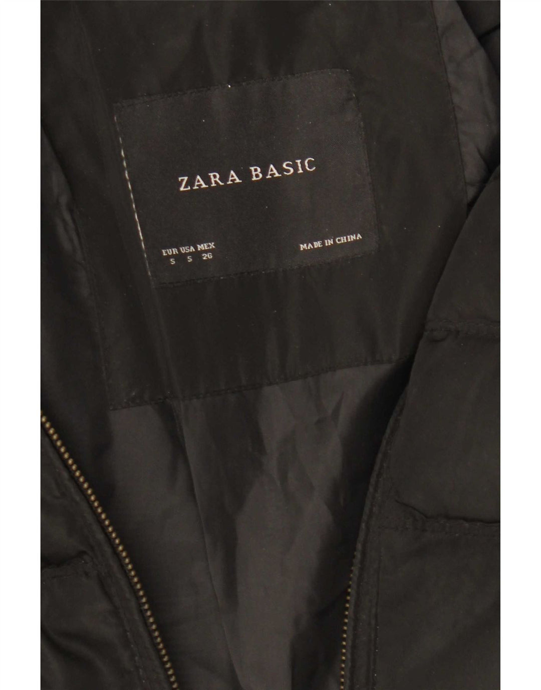 Zara Mujer Abrigo Acolchado UK 40 Pequeño Poliéster Negro