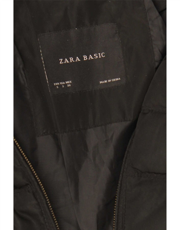 Zara Mujer Abrigo Acolchado UK 40 Pequeño Poliéster Negro