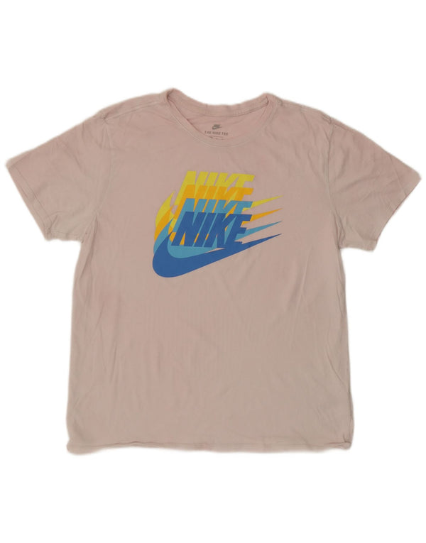 NIKE Camiseta gráfica de corte atlético para hombre Top XL Algodón rosa