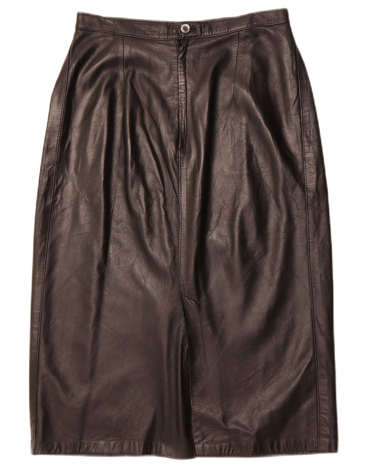 VINTAGE Falda de cuero para mujer W26 Pequeño Negro
