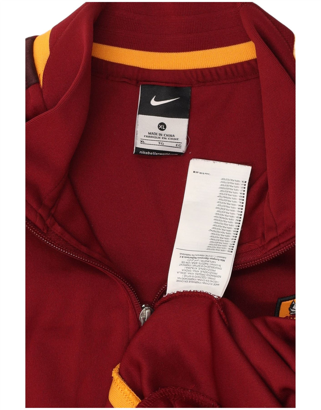 NIKE Hombre As Roma Chándal Top Chaqueta XL Rojo Colorblock Poliéster