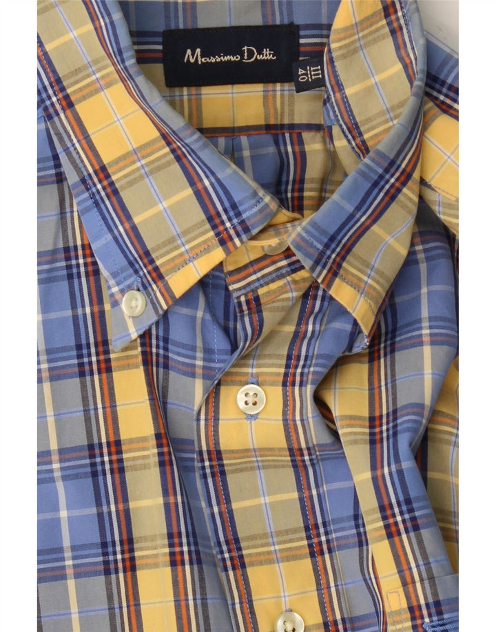 MASSIMO DUTTI Mens Shirt Size 40 Medium Yellow Check Vintage Massimo Dutti and Second-Hand Massimo Dutti from Messina Hembry 