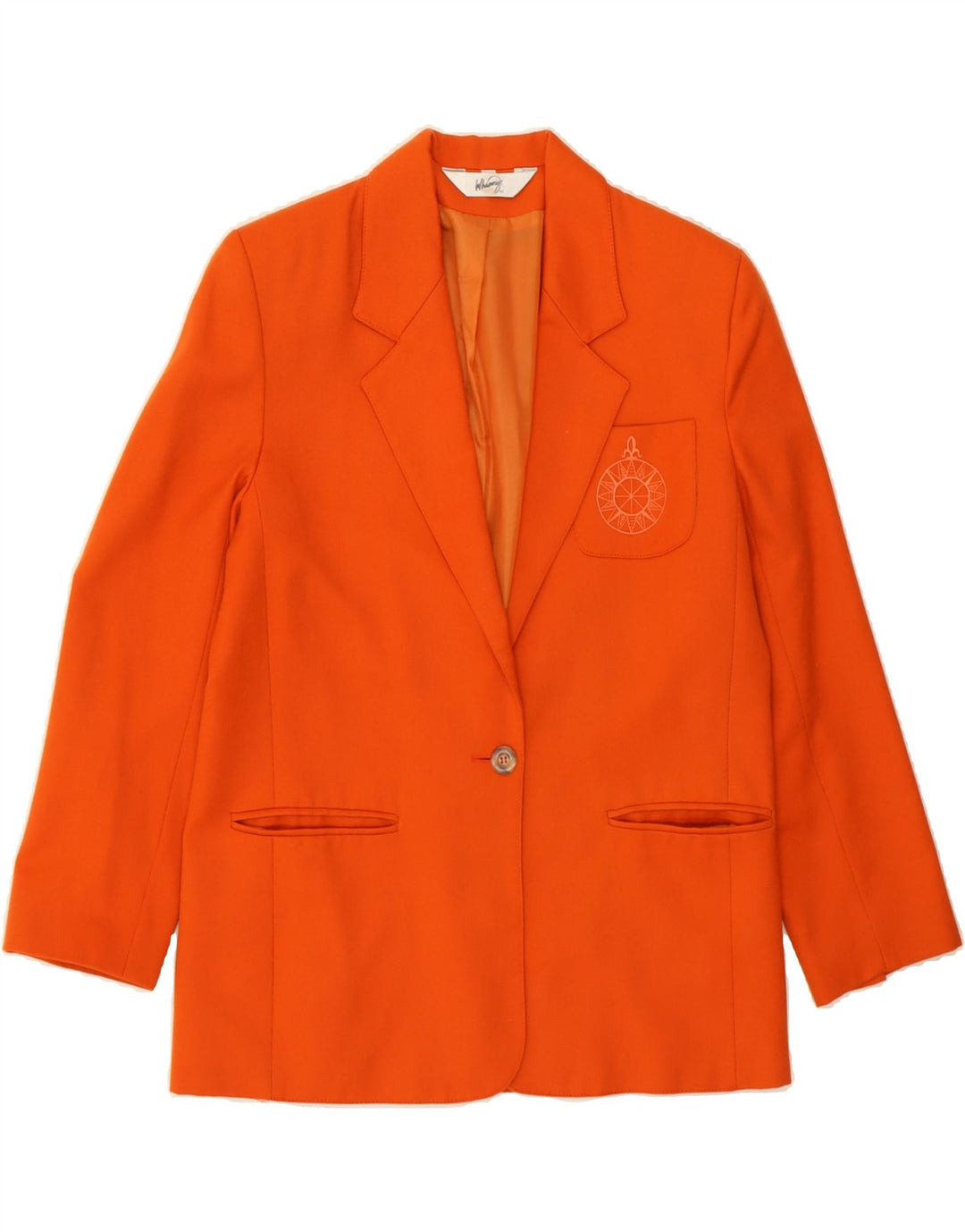 WHIMSY Womens 1 Button Blazer Jacket UK 10 Small  Orange New Wool Vintage Whimsy and Second-Hand Whimsy from Messina Hembry 
