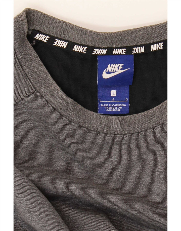 Nike Sudadera con gráfico tipo jersey para hombre, talla grande, gris, color block
