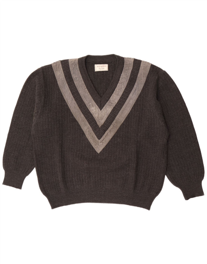 Malagrida Jersey con Cuello en V para Hombre XL Gris Rayas