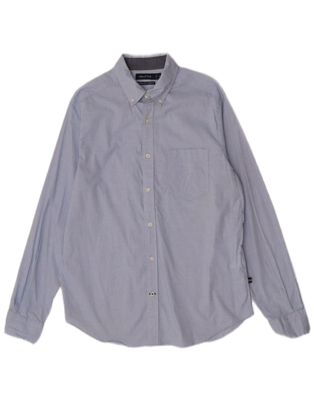 Nautica Camisa de corte clásico para hombre de algodón azul medio