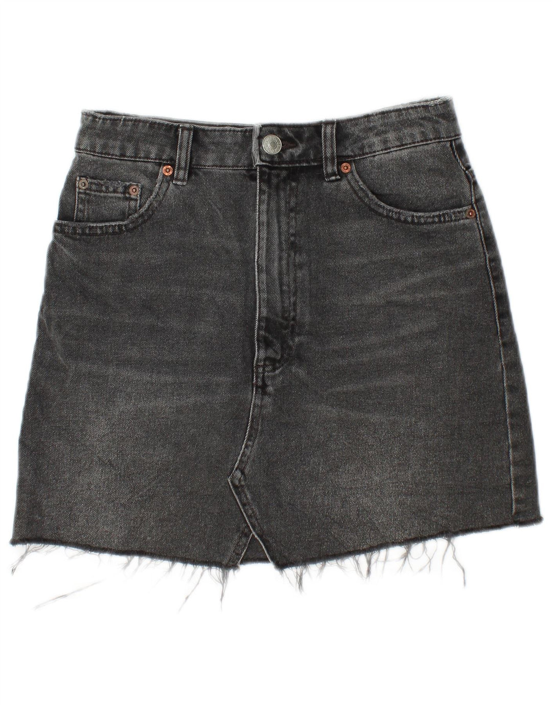 Zara Mujer Mini Falda Vaquera Pequeña W26 Algodón Negro