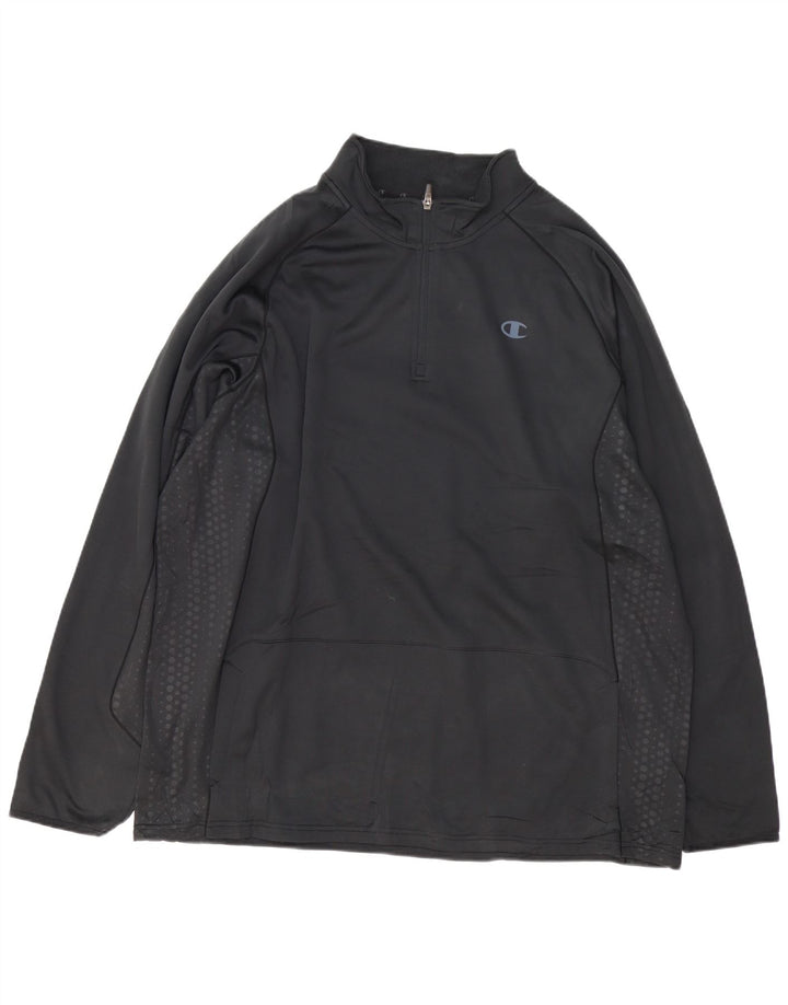 CHAMPION Top de chándal con cuello y cremallera para hombre 2XL Poliéster con manchas negras