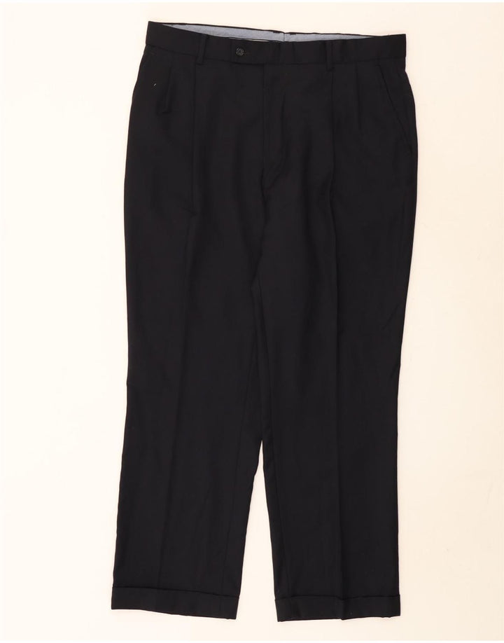 NAUTICA Pantalón de traje con pinzas para hombre W38 L30 Lana negra