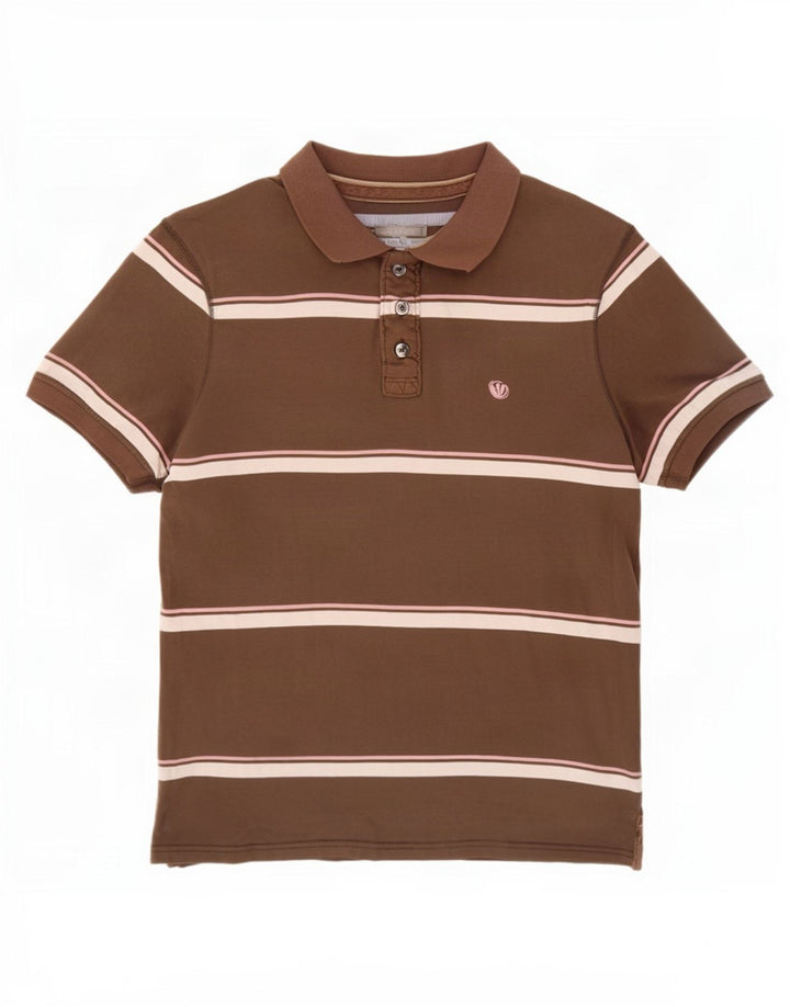 Polo de hombre Fat Face de algodón a rayas en marrón medio