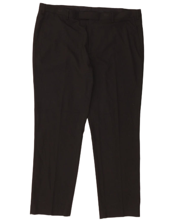 Marks & Spencer Pantalón de traje de corte regular para hombre W42 L31 Poliéster negro