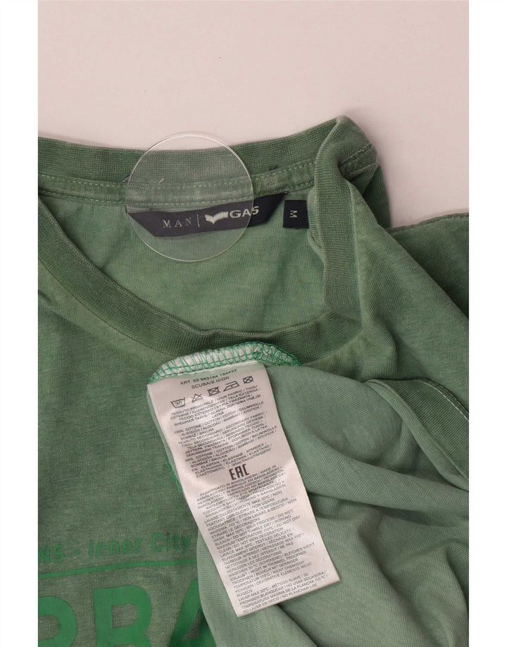 Gas Hombre Camiseta Gráfica Top Algodón Verde Medio
