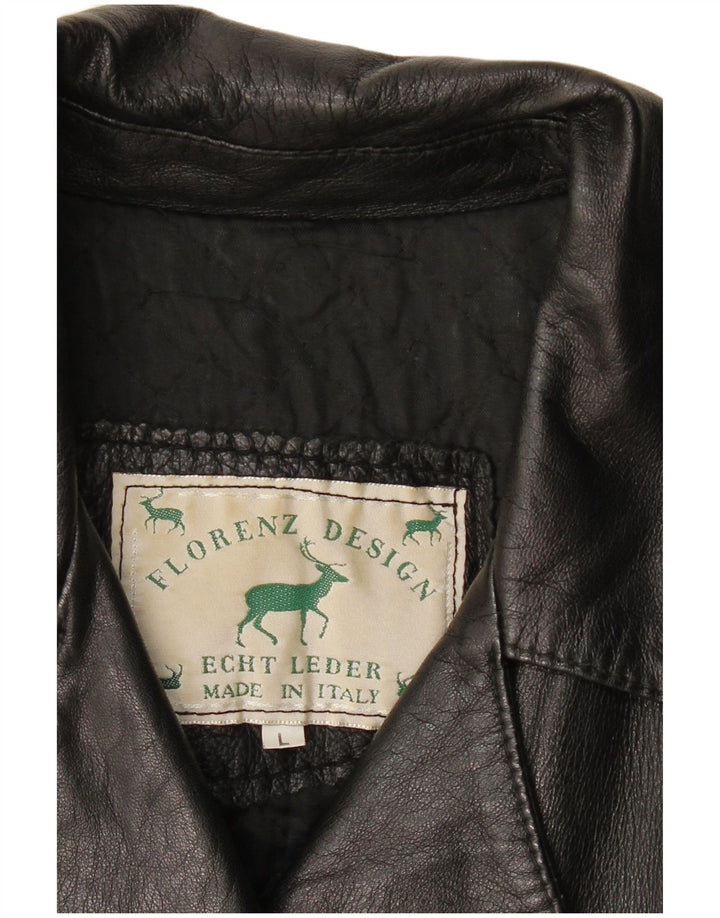 Vintage mujer chaqueta de cuero Reino Unido 14 cuero negro grande