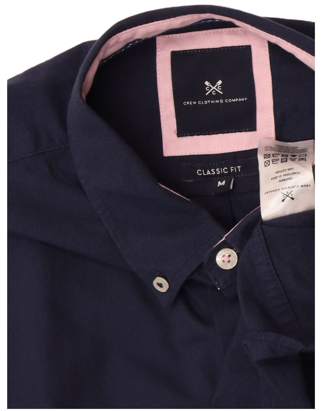 Crew Clothing Camisa de corte clásico para hombre Algodón azul marino mediano