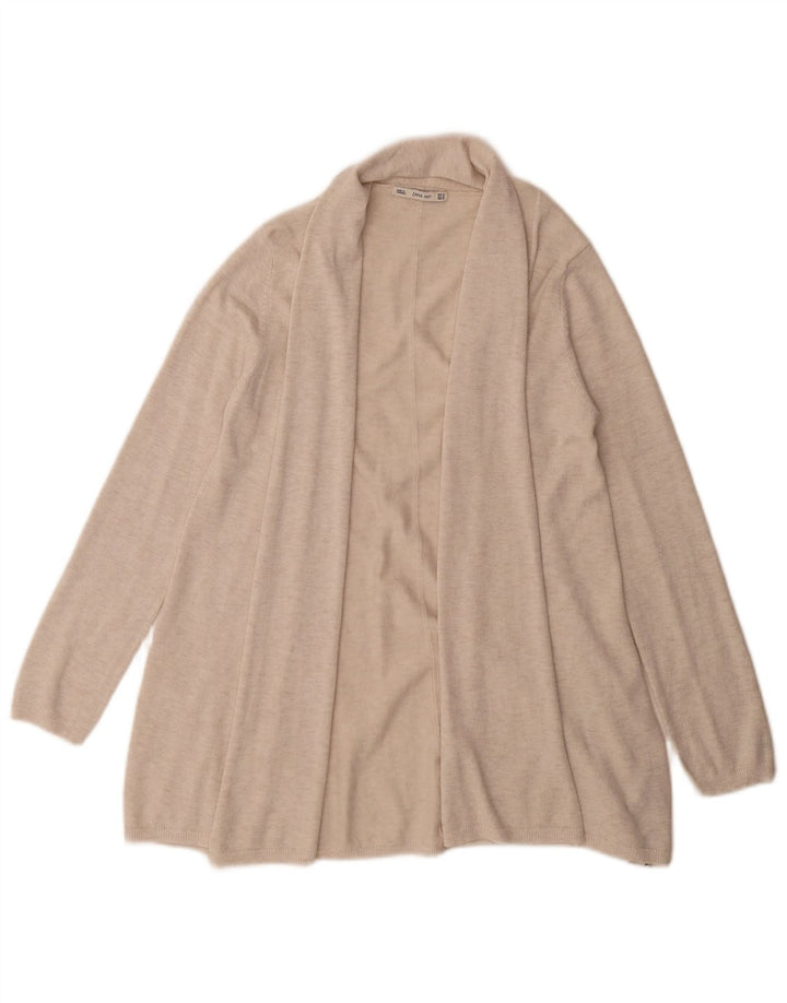 Zara Mujer Cárdigan Abierto Suéter UK 44 Viscosa Beige Medio