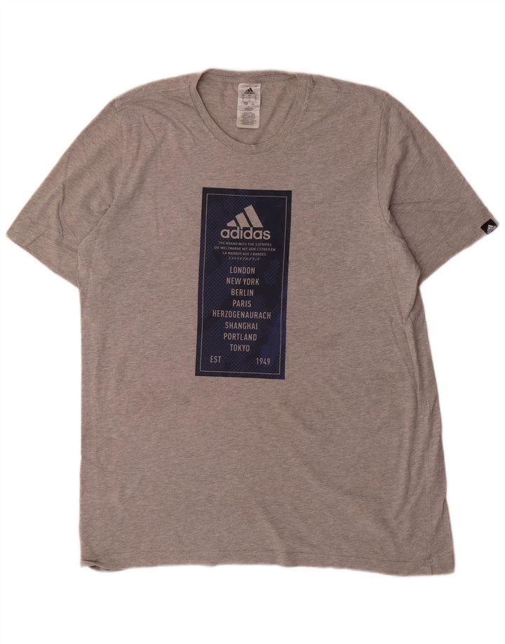 Adidas - Camiseta gráfica para hombre, talla grande, gris