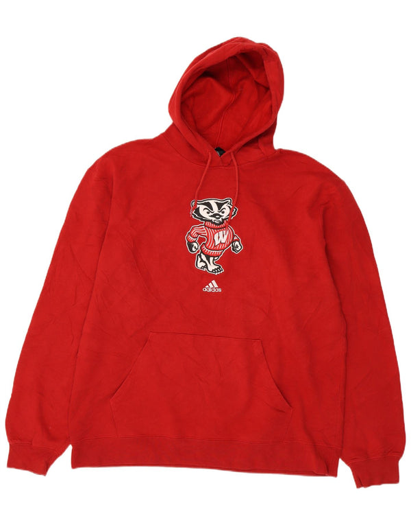 Adidas Wisconsin Badgers - Sudadera con capucha para hombre, talla XL, algodón rojo