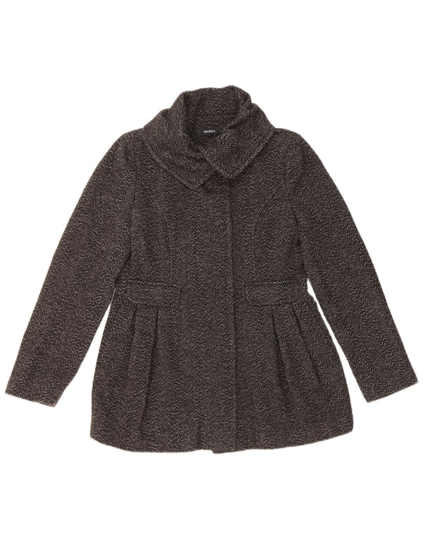Max & Co. Chaquetón para mujer UK 8 Small Lana de espiga negra