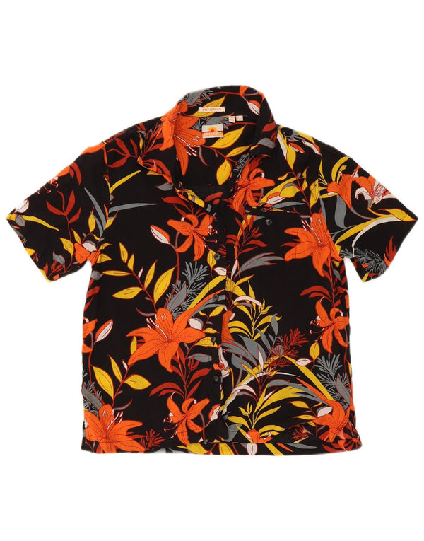 Superdry Camisa De Manga Corta Para Mujer ES 40 Small Black Floral Hawaiian