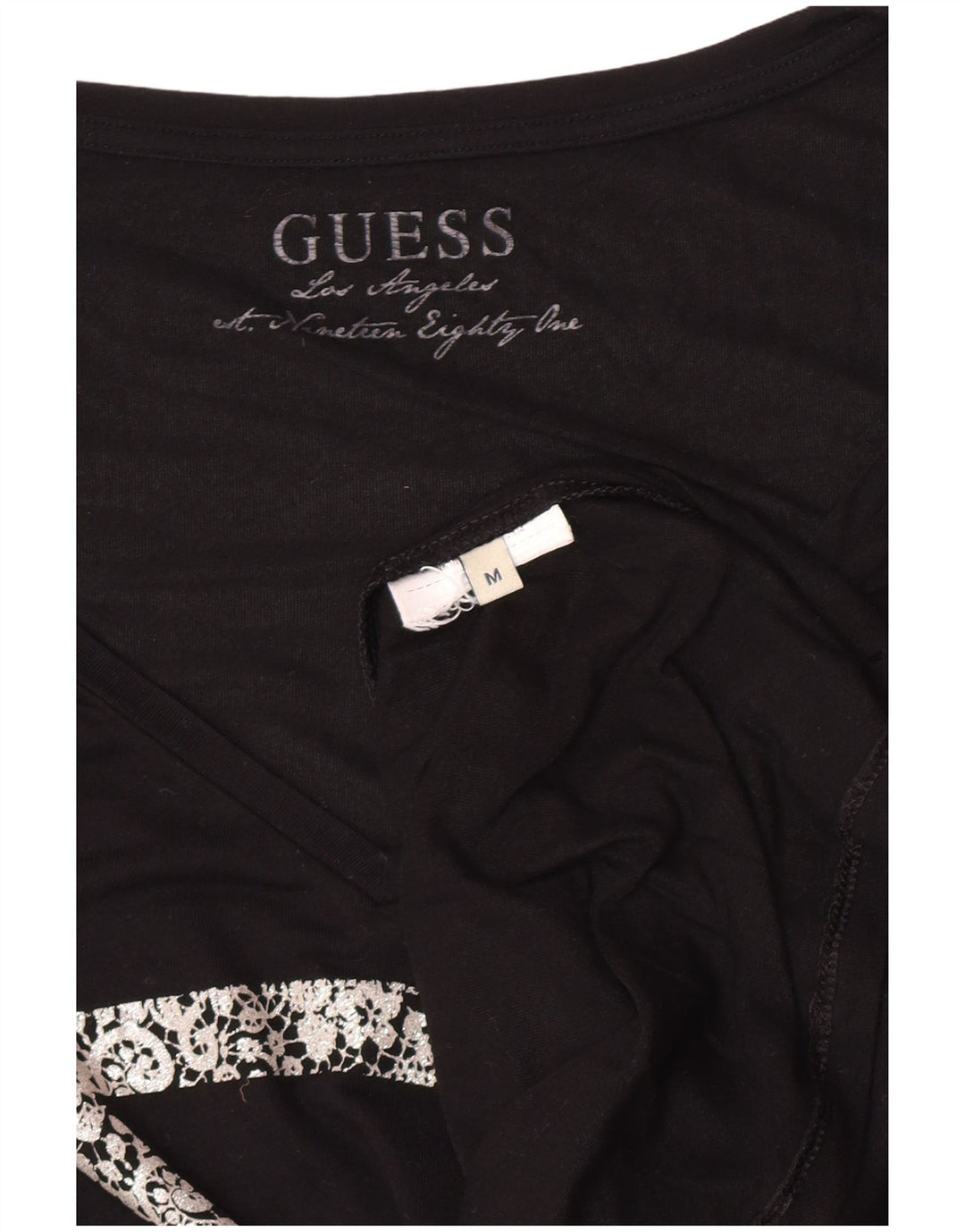 Guess Top gráfico para mujer de manga larga UK 12 Medium Black