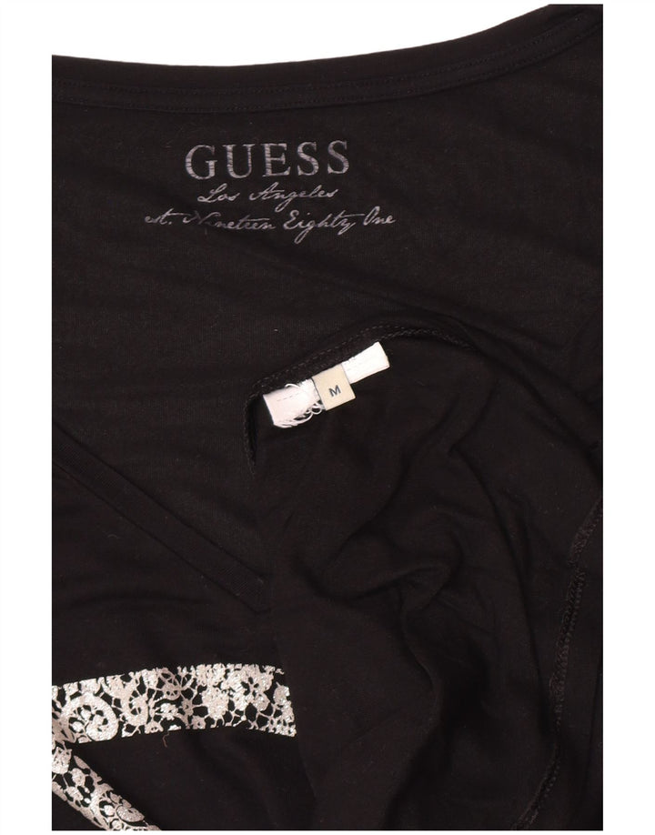 Guess Top gráfico para mujer de manga larga UK 12 Medium Black
