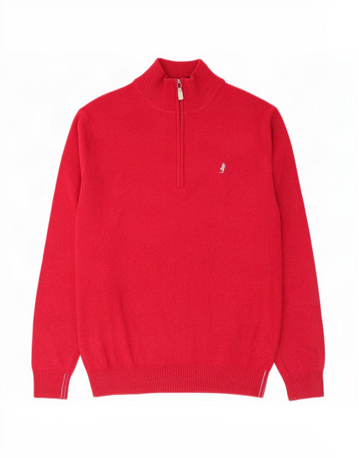Marlboro Classics - Jersey con cuello y cremallera para hombre, talla grande, lana roja