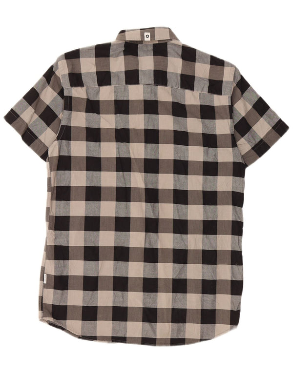 Jack & Jones Camisa Slim Fit De Manga Corta De Algodón A Cuadros Gris Pequeño Hombre