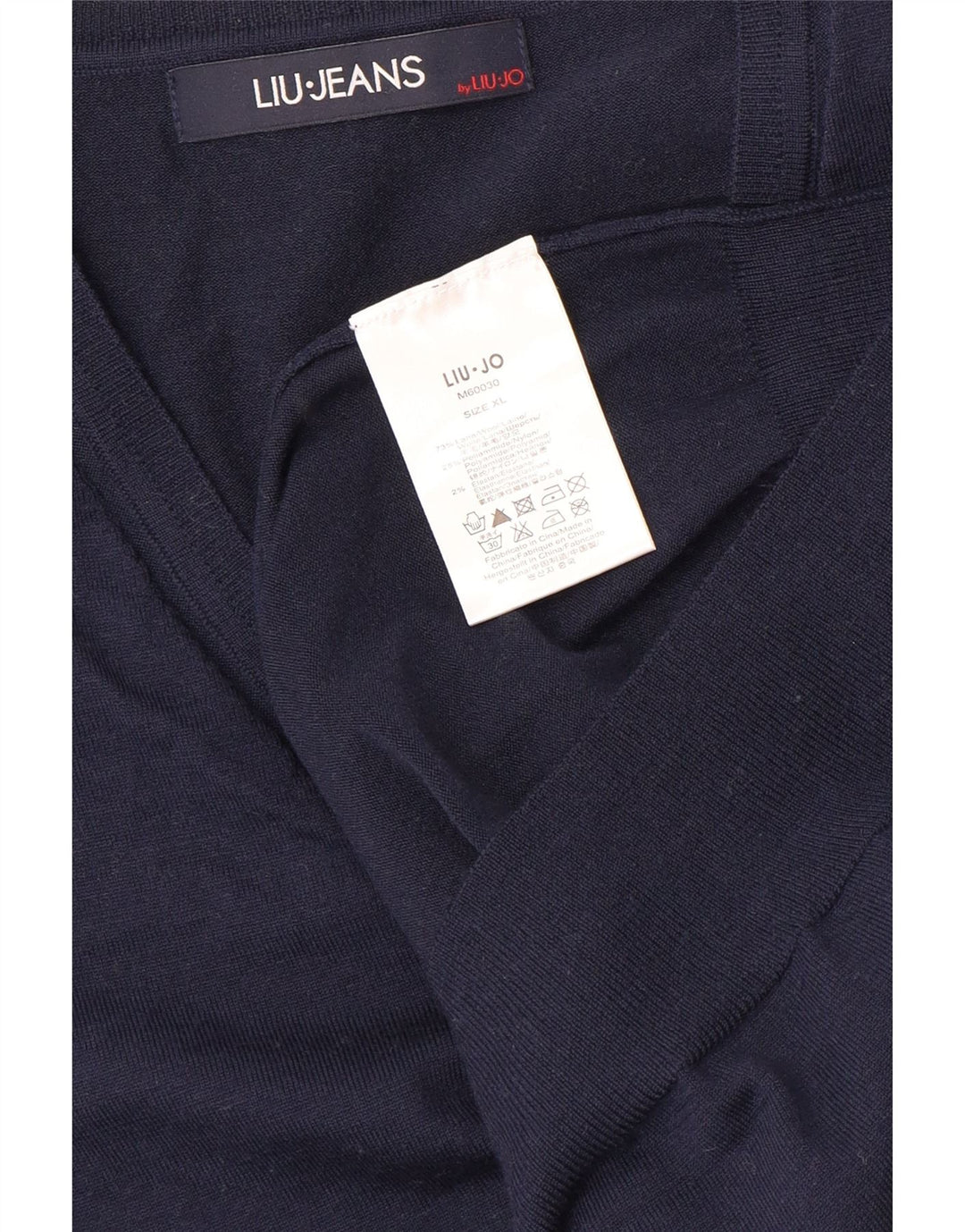 LIU JO Jersey con Cuello en V para Mujer UK 18 XL Lana Azul Marino