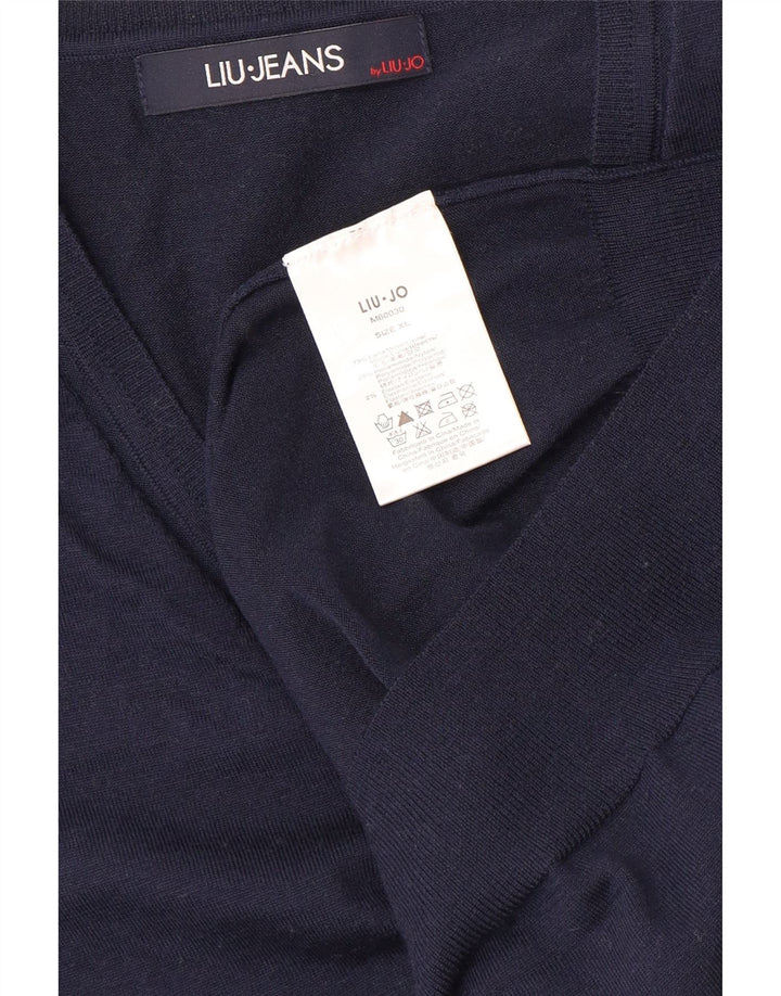 LIU JO Jersey con Cuello en V para Mujer UK 18 XL Lana Azul Marino