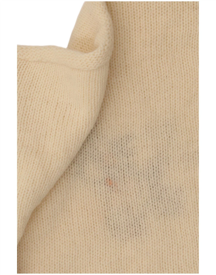 Vintage mujer gráfico tortuga cuello jersey suéter Reino Unido 14 medio blanco apagado