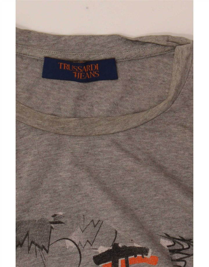 Trussardi Jeans Hombre Camiseta Gráfica Top Small Gris
