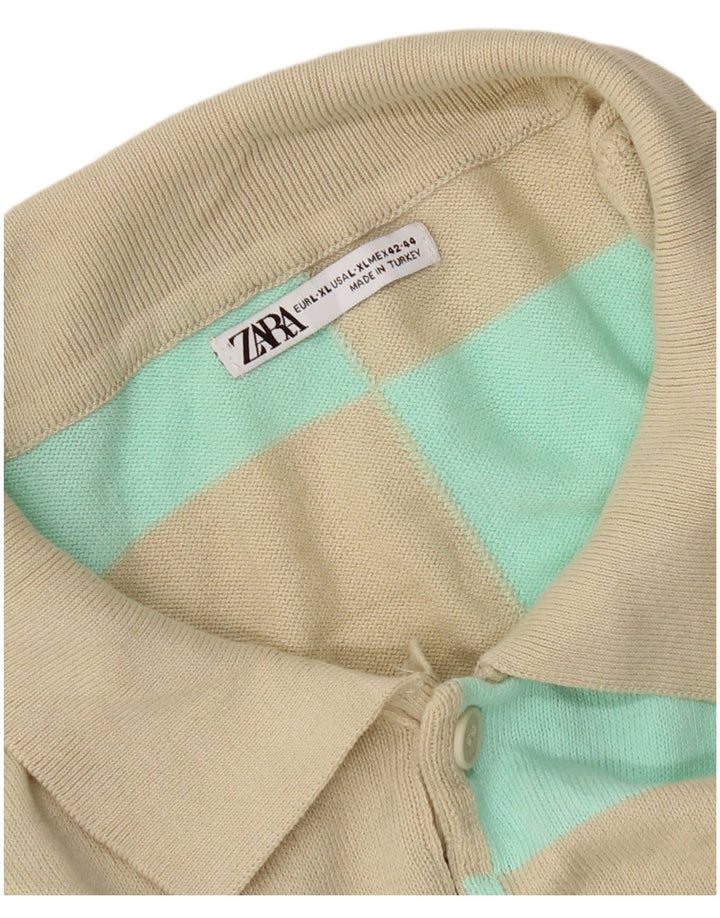 Zara Hombre Polo Polo Grande Beige Geométrico